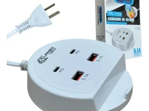 Cargador para celular (carga rápida) 2 Puertos USB 5.1a + 2 USB Tipo C
