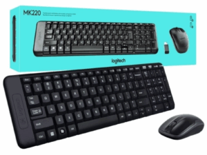 Teclado y Mouse inalámbrico Logitech MK220 color negro con pila incluida