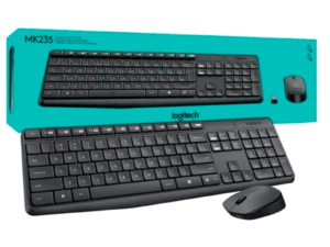 Teclado y Mouse Inalámbrico Logitech MK235 color negro con pila incluida