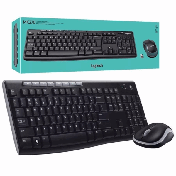Teclado y Mouse Logitech MK270  color negro con pila incluida