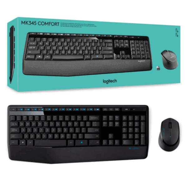 Teclado y Mouse Logitech MK345 color negro con pila incluida
